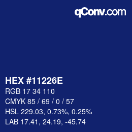 Color code: HEX #11226E | qconv.com