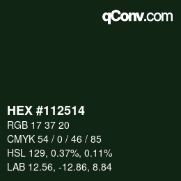 カラーコード: HEX #112514 | qconv.com