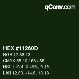 カラーコード: HEX #11260D | qconv.com