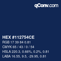 Código de color: HEX #112754CE | qconv.com