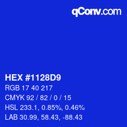 Color code: HEX #1128D9 | qconv.com