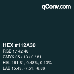 カラーコード: HEX #112A30 | qconv.com
