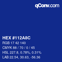 カラーコード: HEX #112A8C | qconv.com