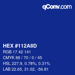 Color code: HEX #112A8D | qconv.com
