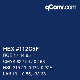 颜色代码: HEX #112C5F | qconv.com