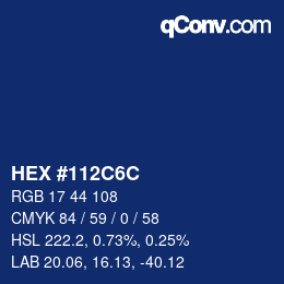 Color code: HEX #112C6C | qconv.com