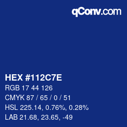 Color code: HEX #112C7E | qconv.com