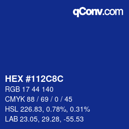Color code: HEX #112C8C | qconv.com