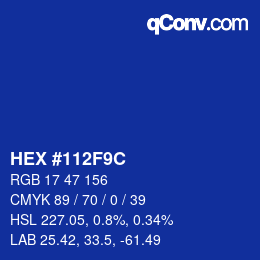 Color code: HEX #112F9C | qconv.com