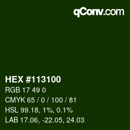 Color code: HEX #113100 | qconv.com