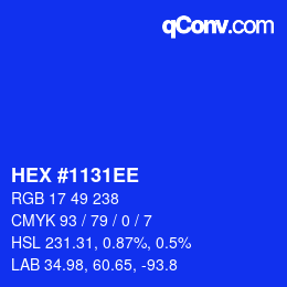 Color code: HEX #1131EE | qconv.com