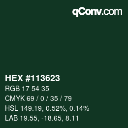 Color code: HEX #113623 | qconv.com