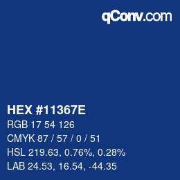 Farbcode: HEX #11367E | qconv.com