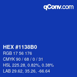 颜色代码: HEX #1138B0 | qconv.com