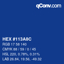 Color code: HEX #113A8C | qconv.com