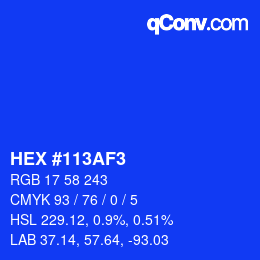Color code: HEX #113AF3 | qconv.com