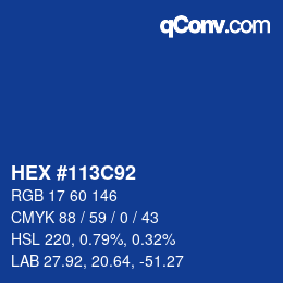 カラーコード: HEX #113C92 | qconv.com