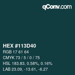 Código de color: HEX #113D40 | qconv.com