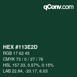 Color code: HEX #113E2D | qconv.com