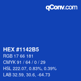 カラーコード: HEX #1142B5 | qconv.com