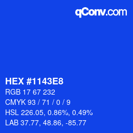 Color code: HEX #1143E8 | qconv.com