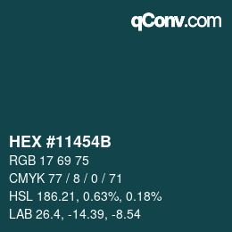Farbcode: HEX #11454B | qconv.com