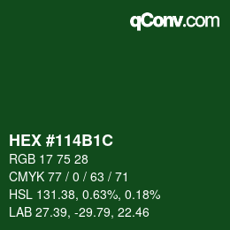 Farbcode: HEX #114B1C | qconv.com