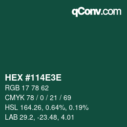 Color code: HEX #114E3E | qconv.com