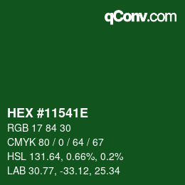 Color code: HEX #11541E | qconv.com