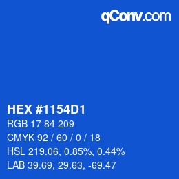颜色代码: HEX #1154D1 | qconv.com