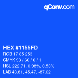 Color code: HEX #1155FD | qconv.com