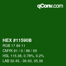 Color code: HEX #11590B | qconv.com
