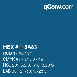 颜色代码: HEX #115A83 | qconv.com
