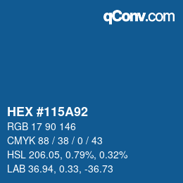 颜色代码: HEX #115A92 | qconv.com