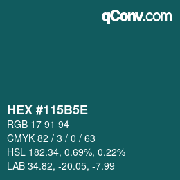Código de color: HEX #115B5E | qconv.com