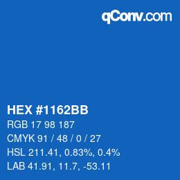 Color code: HEX #1162BB | qconv.com