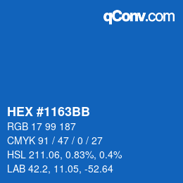 Color code: HEX #1163BB | qconv.com
