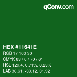 Color code: HEX #11641E | qconv.com