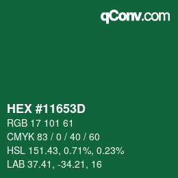 Color code: HEX #11653D | qconv.com