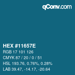 Color code: HEX #11657E | qconv.com