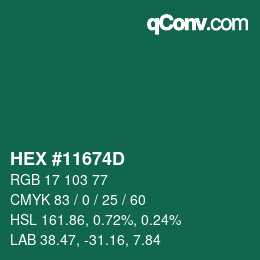 Color code: HEX #11674D | qconv.com