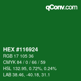 カラーコード: HEX #116924 | qconv.com