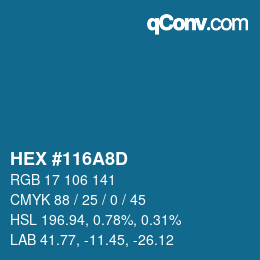 カラーコード: HEX #116A8D | qconv.com
