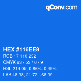 カラーコード: HEX #116EE8 | qconv.com