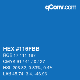 Farbcode: HEX #116FBB | qconv.com