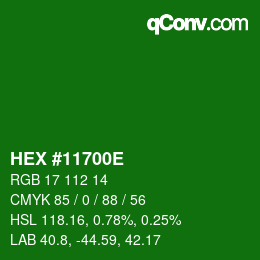 Farbcode: HEX #11700E | qconv.com