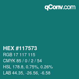 カラーコード: HEX #117573 | qconv.com