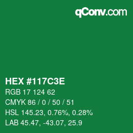 Color code: HEX #117C3E | qconv.com