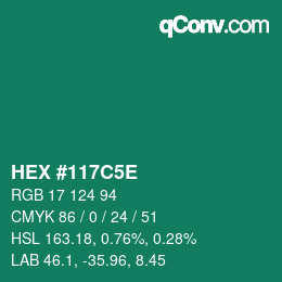 Color code: HEX #117C5E | qconv.com