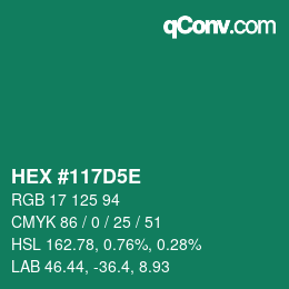 Color code: HEX #117D5E | qconv.com